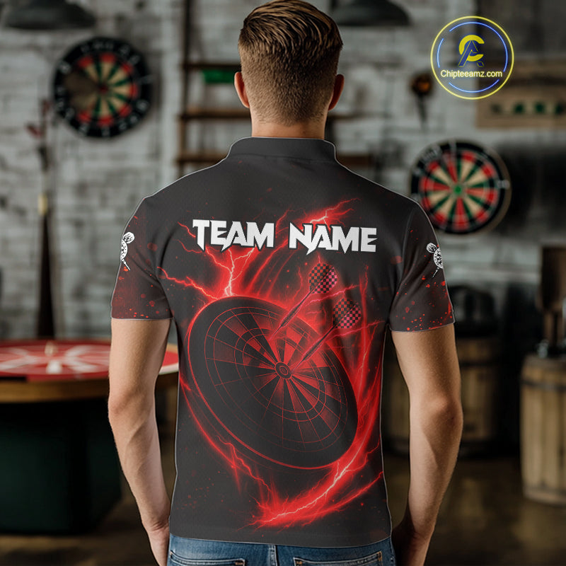 Custom Lightning Dartboard Red Skull Dart Men Polo Jerseys Dart Tournament Shirt NYN1670