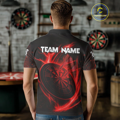 Custom Lightning Dartboard Red Skull Dart Men Polo Jerseys Dart Tournament Shirt NYN1670