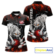 Load image into Gallery viewer, Fire Flame Funny Wolf Bowling Ball Jersey For Women Personalized Bowling Team Shirts | Red NYN3226