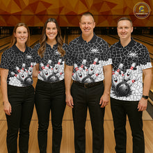 Load image into Gallery viewer, White And Black Cracked Funny Pins &amp; Ball Bowling Shirt For Women Custom Outfit Team Bowling Jersey NYN3238