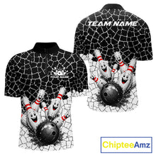 Load image into Gallery viewer, White And Black Cracked Funny Pins &amp; Ball Bowling Shirt For Men Custom Outfit Team Bowling Jersey NYN3238