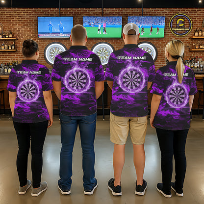 Black And Purple Smoking Dartboard & Arrow Men Darts Quarter-Zip Shirt Custom Dart Team Jerseys NYN2512