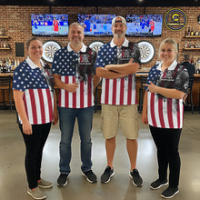 Load image into Gallery viewer, Personalized American Flag Black Splatter Dart Polo Shirts For Women Custom Dart Team Jerseys NYN2711