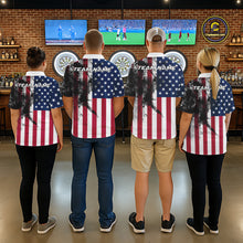 Load image into Gallery viewer, Personalized American Flag Black Splatter Dart Polo Shirts For Women Custom Dart Team Jerseys NYN2711