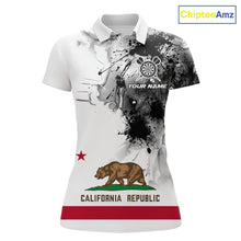 Load image into Gallery viewer, Personalized California Flag Black Splatter Dart Polo Shirts For Women Custom Dart Team Jerseys NYN2714