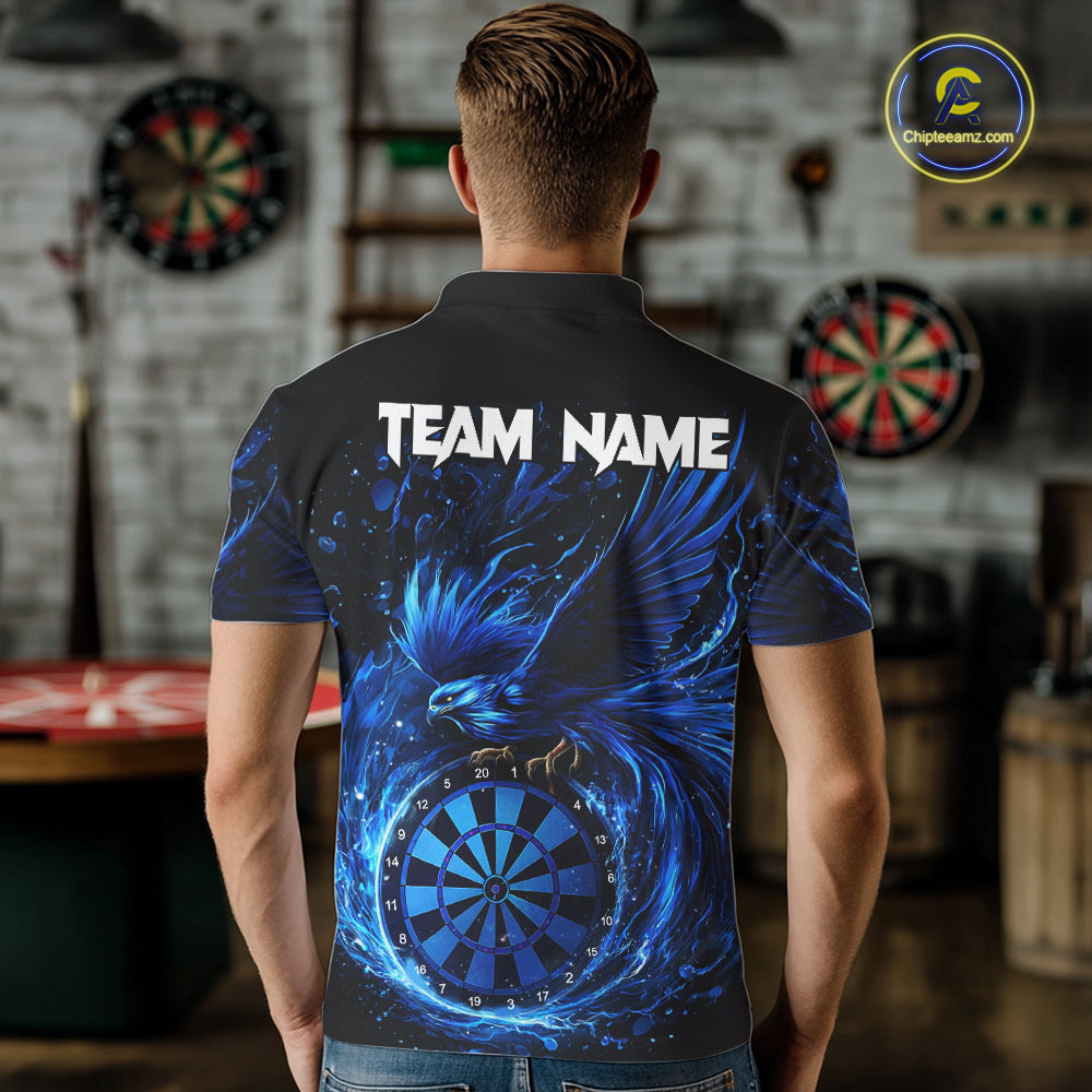 Blue Splatter Funny Eagle Dartboard Darts Polo Shirt For Men Custom Dart Team Jerseys NYN2521