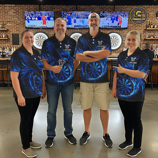 Blue Splatter Funny Eagle Dartboard Darts Quarter-Zip Shirt For Women Custom Dart Team Jerseys NYN2521