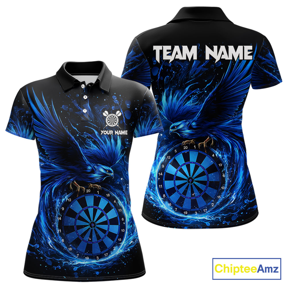 Blue Splatter Funny Eagle Dartboard Darts Polo Shirt For Women Custom Dart Team Jerseys NYN2521