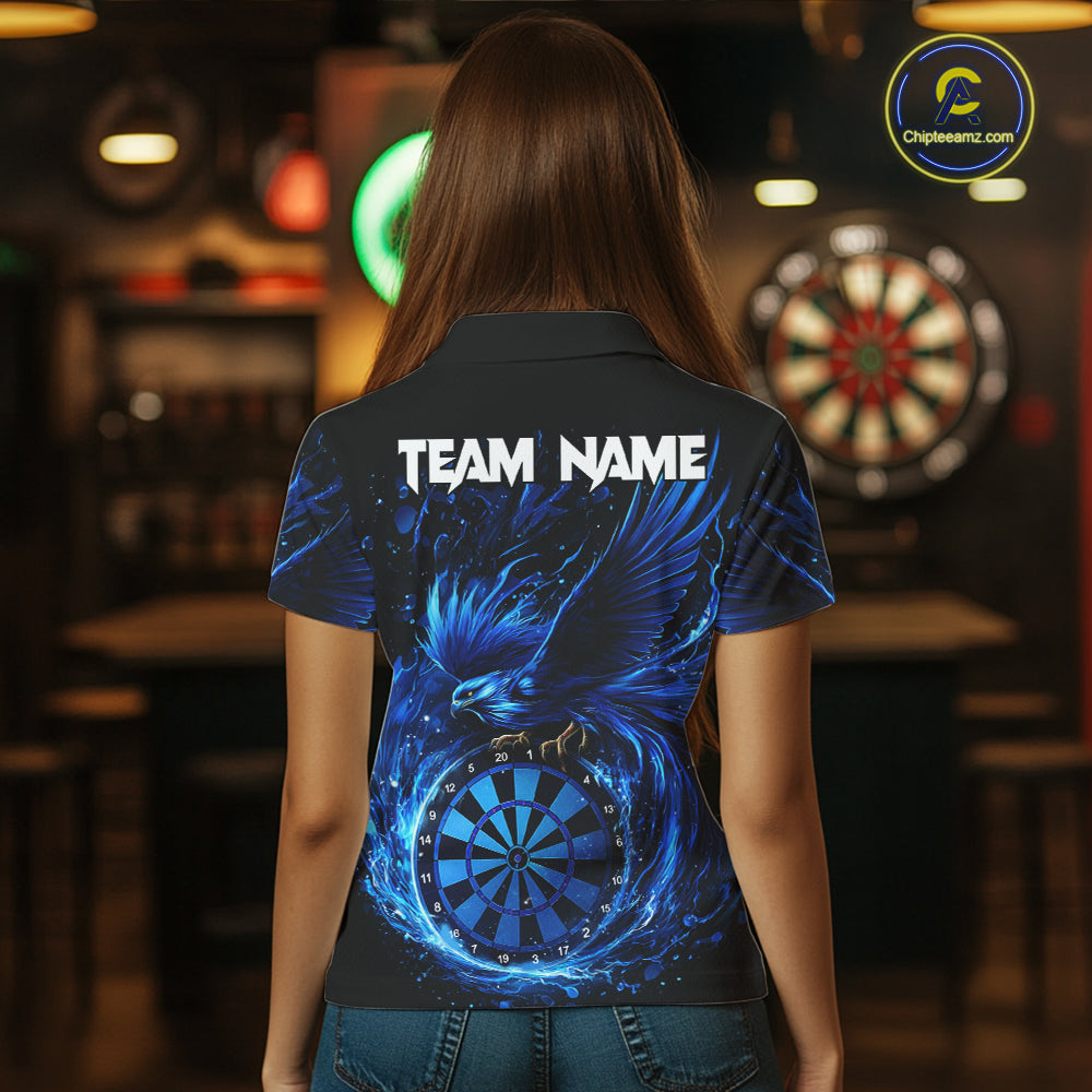 Blue Splatter Funny Eagle Dartboard Darts Polo Shirt For Women Custom Dart Team Jerseys NYN2521