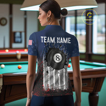 Load image into Gallery viewer, American Flag Cracked 8 Ball Billiard Pool Shirt For Men Custom Grunge Patriotic Billiard Team Jersey NYN3085