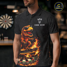 Load image into Gallery viewer, Custom Grunge Flame Dinosaur Darts Shirt Polo &amp; 1/4 Zip Darts Jersey For Men US Flag Dart Outfit NYN2884