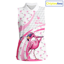 Load image into Gallery viewer, Funny Flamingo Mens Golf Shirt Sleeveless Polo Personalized Pink Argyle Pattern Golf Team Outfits NYN3097
