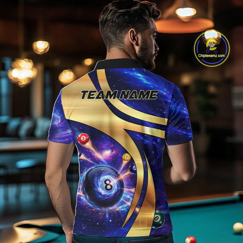 Purple Galaxy Pool 8 Ball Billiard Shirt For Men Personalized Multicolor Light Billiard Apparel NYN2893