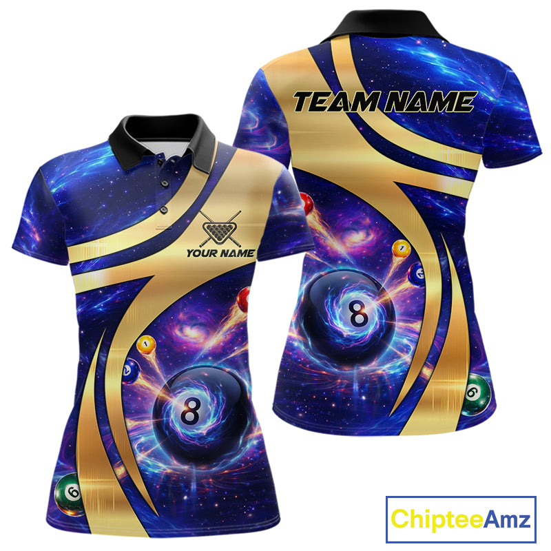 Purple Galaxy Pool 8 Ball Billiard Shirt For Women Personalized Multicolor Light Billiard Apparel NYN2893