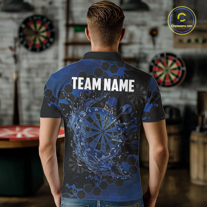 Watering Dartboard Darts Shirt For Men Custom Splatter Blue Hexagon Dart Team Jerseys NYN3117