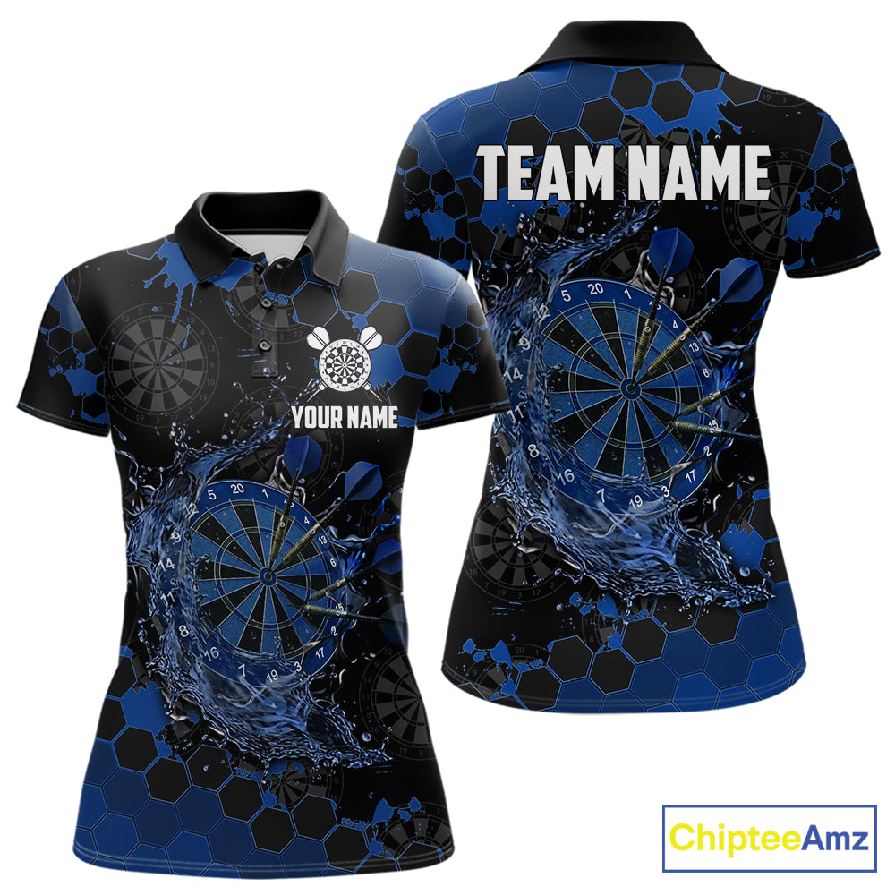 Watering Dartboard Darts Shirt For Women Custom Splatter Blue Hexagon Dart Team Jerseys NYN3117