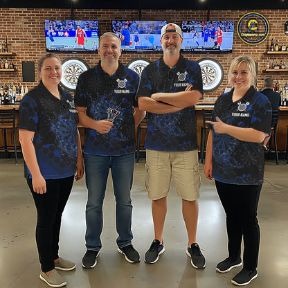 Watering Dartboard Darts Shirt For Men Custom Splatter Blue Hexagon Dart Team Jerseys NYN3117