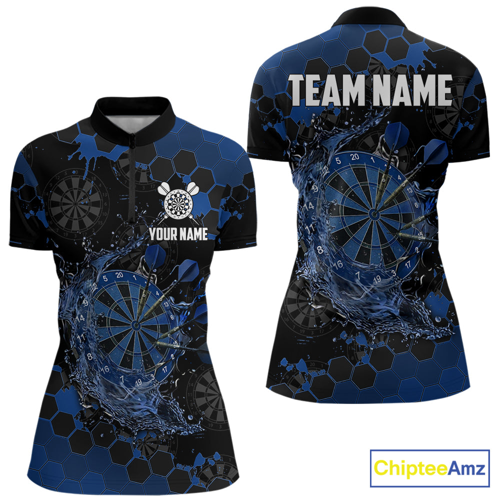 Watering Dartboard Darts Shirt For Women Custom Splatter Blue Hexagon Dart Team Jerseys NYN3117