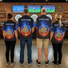 Load image into Gallery viewer, Red And Blue Flames Skull Dartboard Custom Men Darts Quarter-Zip League Shirts Skull Dart Jerseys NYN2250