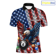 Load image into Gallery viewer, Lightning thunder American flag eagle billiard polo shirt for men