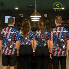 Load image into Gallery viewer, Lightning Thunder US Flag Mens Billiard Polo Shirts Custom Eagle 8 Ball Billiard Team Apparel NYN3298