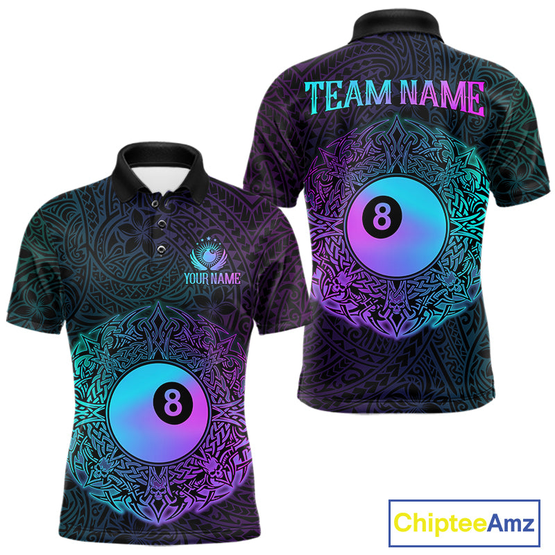 Custom Blue & Purple Tribal 8 Ball Billiard Jersey For Men Billiard Clothes Billiard Team Shirts NYN2924