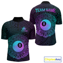 Load image into Gallery viewer, Custom Blue &amp; Purple Tribal 8 Ball Billiard Jersey For Men Billiard Clothes Billiard Team Shirts NYN2924