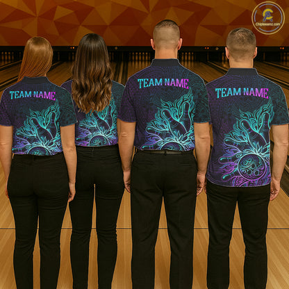 Blue & Purple Tribal Pattern Bowling Ball Jersey For Men Custom Tribal Team Shirts Bowling League NYN2928