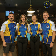 Load image into Gallery viewer, Yellow And Blue Geometric Women Billiard Shirts Custom Polo &amp; 1/4-Zip Billiard Team Jersey NYN3306