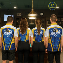Load image into Gallery viewer, Yellow And Blue Geometric Women Billiard Shirts Custom Polo &amp; 1/4-Zip Billiard Team Jersey NYN3306