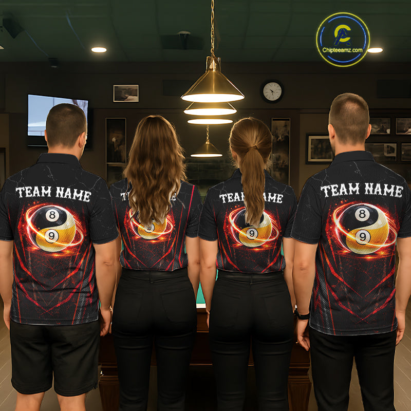 Lightning Yin Yang Black And Red Women Billiard Pool Shirts Custom Grunge Billiard Team Jersey NYN3308