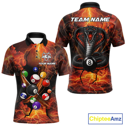 Cobra 8 ball thunder lightning billiard polo shirt for men custom orange jersey
