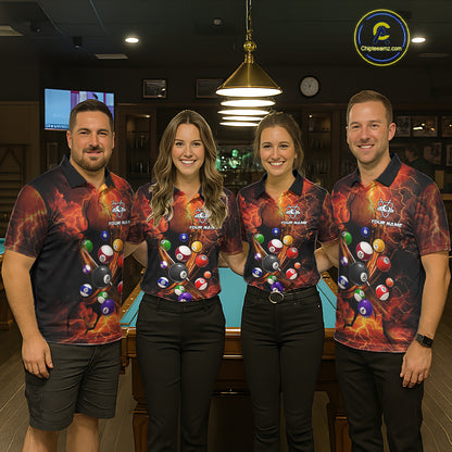 Cobra 8 Ball Cracked Thunder Lightning Billiard Shirts For Women Custom Billiard Team Jersey | Orange NYN3311