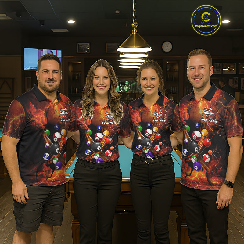 Dragon 8 Ball Cracked Thunder Lightning Billiard Shirts For Women Custom Billiard Team Jersey | Orange NYN3312