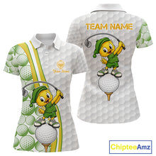 Load image into Gallery viewer, Golf-themed polo shirt with funny duck character and customizable text on a white background