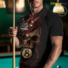 Load image into Gallery viewer, Grunge Vintage US Flag Skull Pool 8 Ball Men Billiard Shirt Custom Retro Billiard Team Attire NYN2563