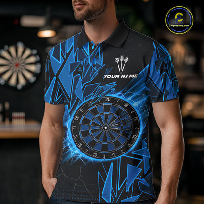 Blue Broken Glass Dartboard Lightning Dart Shirt Custom Dart Jersey For Men, Gifts For Dart Players NYN3335