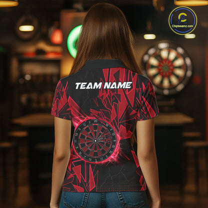 Red Broken Glass Dartboard Lightning Dart Shirt Custom Dart Jersey For Women, Gifts For Dart Players NYN3336