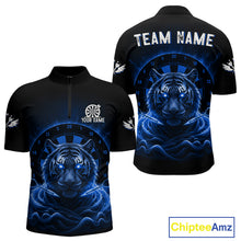 Load image into Gallery viewer, Black And Purple Smokes Tiger Dartboard Custom Mens Polo Dart Shirt Funny Dart Jerseys NYN1781