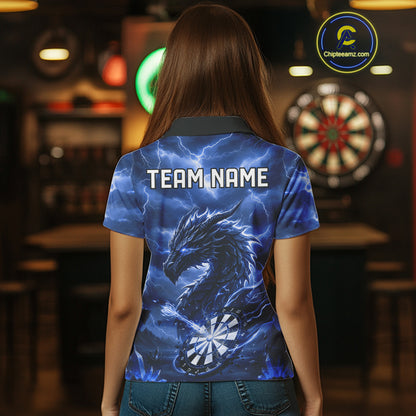 Lightning Dragon Blue Dartboard Custom Dart Men Polo Shirt Outfits Dart Jerseys NYN1787