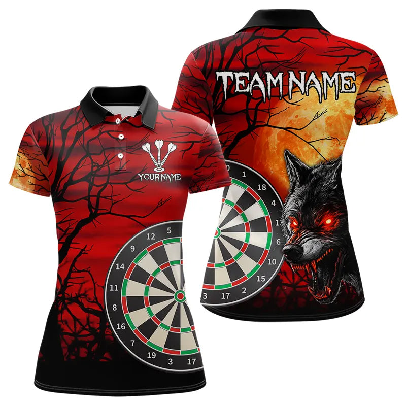 Custom Wolf With Red Eyes Dartboard Dart Shirts For Women Outfits Dart Tournament Gifts NYN0039