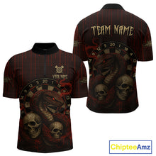 Load image into Gallery viewer, Red Dripping Cobra Dartboard Custom Men's Quarter-Zip Darts Shirt Grunge Skull Darts Jersey NYN1796