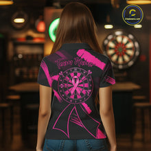 Load image into Gallery viewer, Custom Black &amp; Pink Grunge Ribbon Dart Shirts For Women Breast Cancer Awareness Darts Team Jersey NYN3345