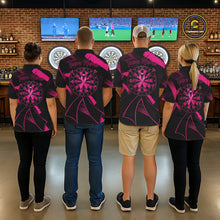 Load image into Gallery viewer, Custom Black &amp; Pink Grunge Ribbon Dart Shirts For Men Breast Cancer Awareness Darts Team Jersey NYN3345