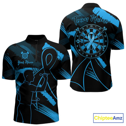 Black and blue grunge ribbon dart shirt for men prostate cancer awareness jersey
