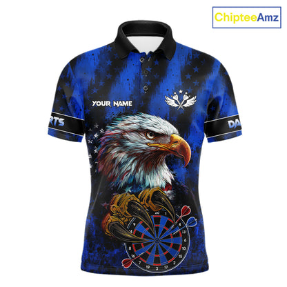 American flag eagle darts polo shirt for men patriotic dart team jersey