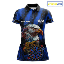 Load image into Gallery viewer, American flag eagle darts polo shirt for women patriotic dart team jersey