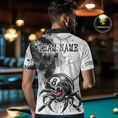 Funny Spider Billiard Pool Shirts For Men Custom Grunge Ball 8 Billiard League Jerseys NYN2304