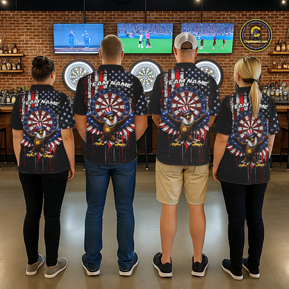 Custom Funny Rich Eagle Grunge US Flag Darts Polo Shirts For Women Patriotic Darts Team Jerseys NYN2757