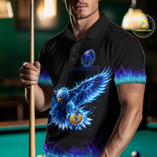Load image into Gallery viewer, Blue Flaming Eagle Play 8 Ball And 9 Ball Billiard Pool Shirt For Men Custom Billiard Team Appeal NYN2761